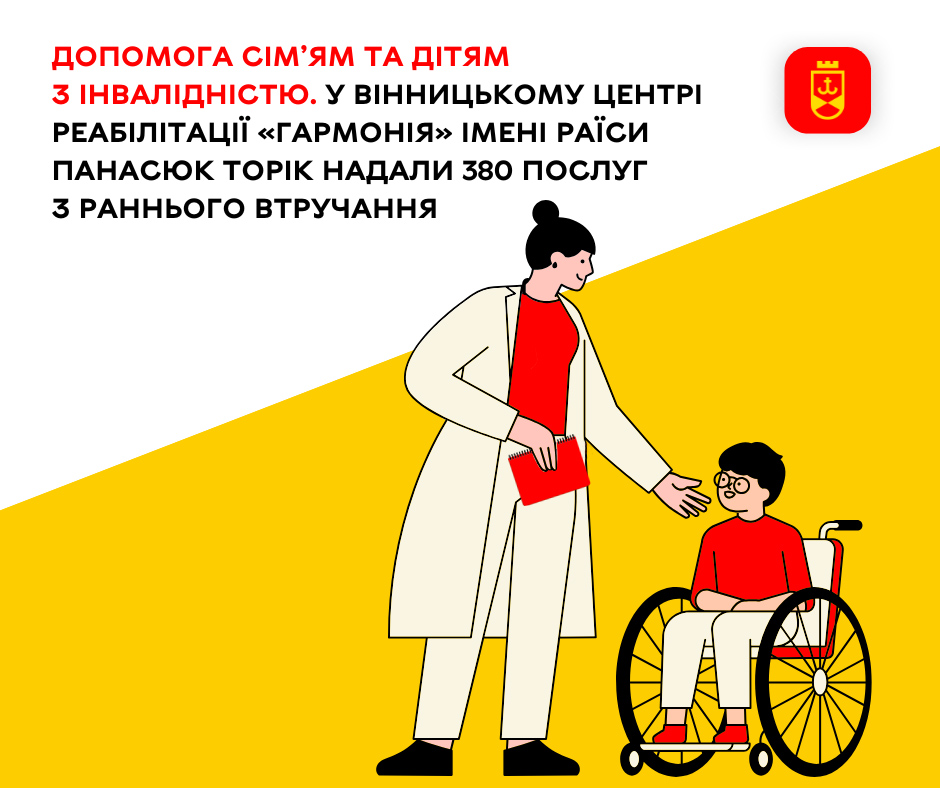 Допомога сім’ям та дітям з інвалідністю. У Вінницькому центрі реабілітації «Гармонія» імені Раїси Панасюк торік надали 380 послуг з раннього втручання
